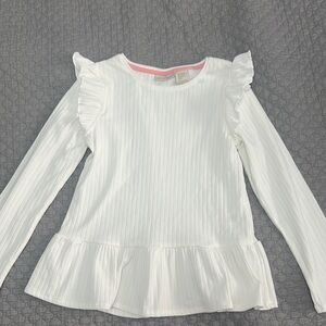 White Ruffled Kids Top- new without tag